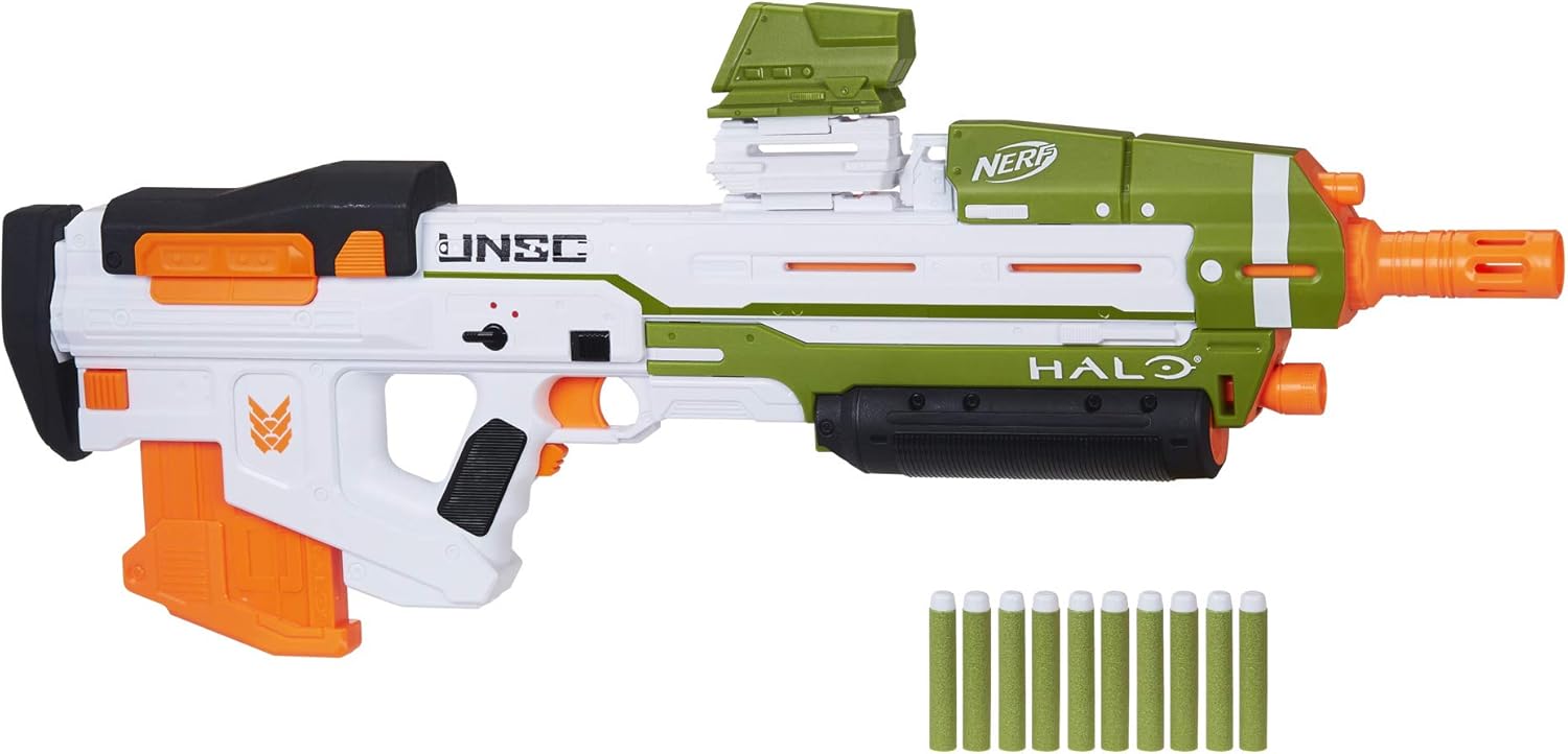 hasbro 孩之宝 nerf 热火 halo ma40 电动飞镖冲击枪-包括可移动的10
